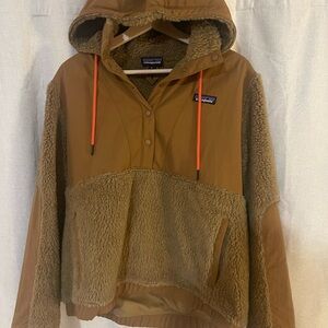 Patagonia Shelled Retro-X Fleece Pullover Hoodie Tan Brown Size M